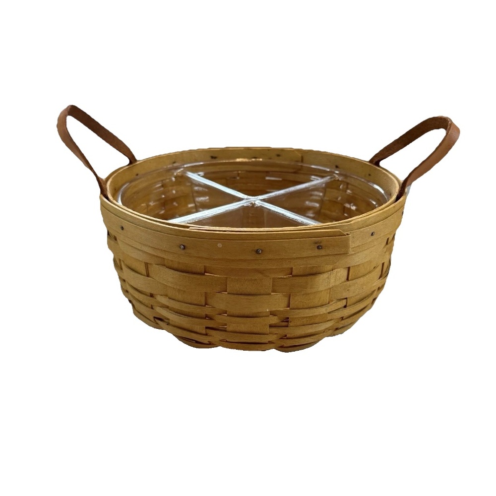 Longaberger Handwoven Basket 1998 Dresden Ohio USA With Plastic Insert & Handles